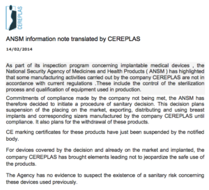 CEREPLAS Suspension Letter - 14 Feb 2014