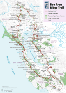 Many of the larger Bay Area Parks appear on this map of the curretly under construction Bay Area Ridge Trail